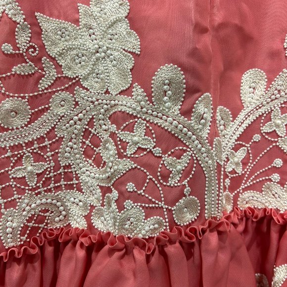 Naeem Khan Pink Dress with White Embroidery - Size 12 (Gently Used) - Picture 5 of 7